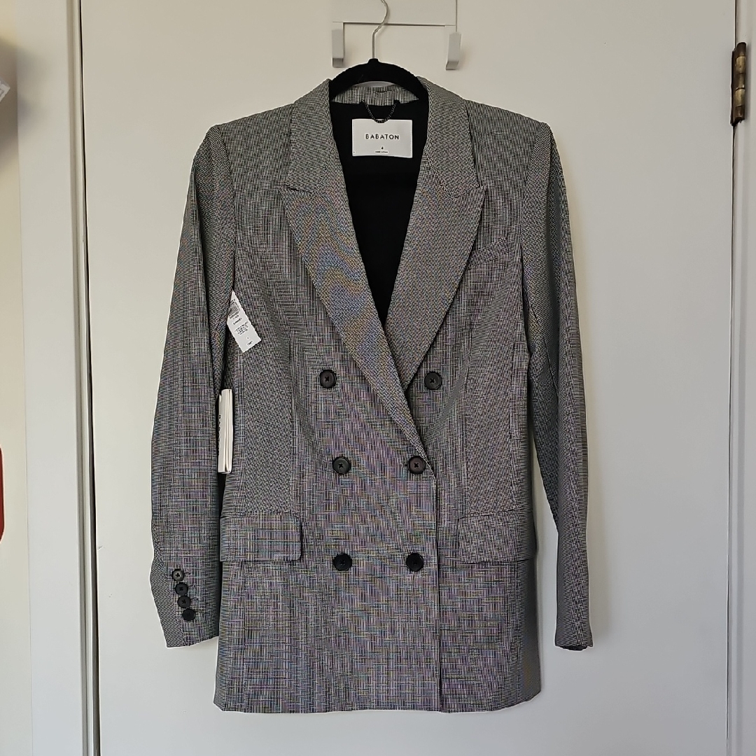 Samuel Black And White Houndstooth Double-Breasted Blazer